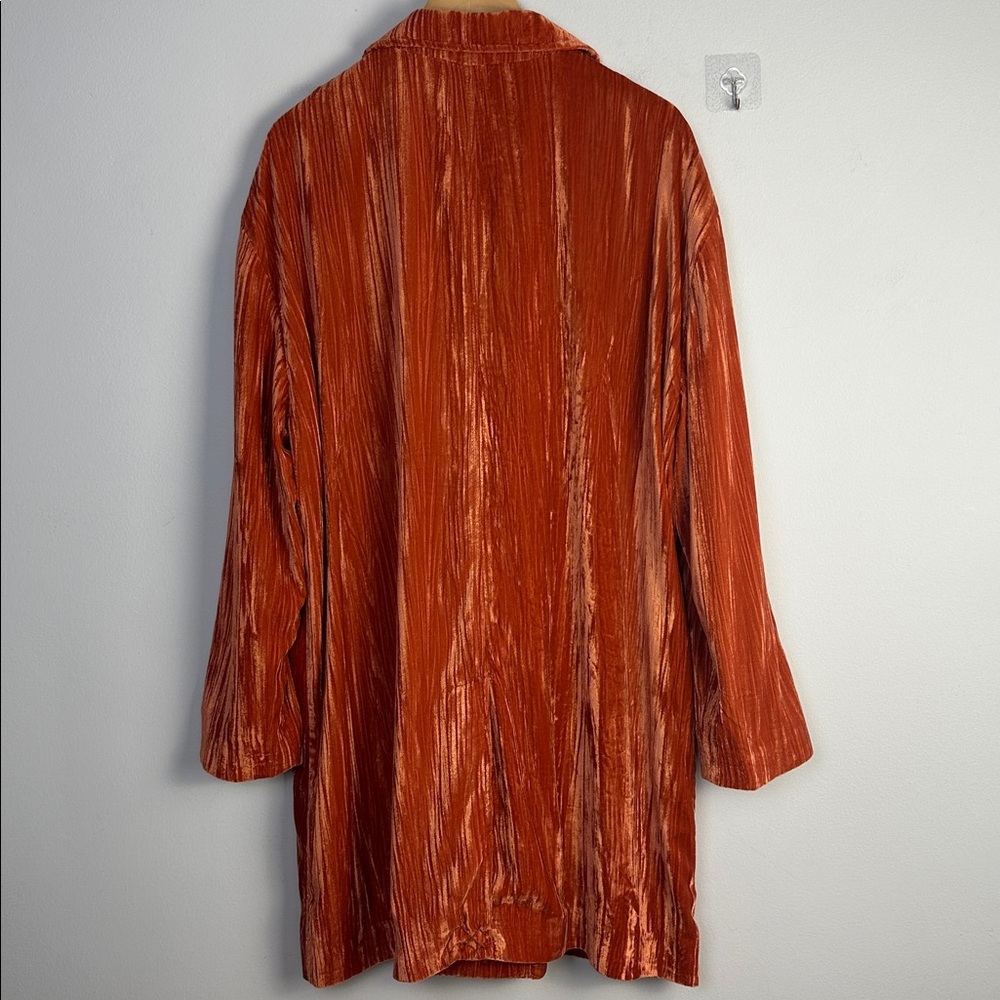 NWOT Free People Daria Crinkle Velvet Long Blazer XL Cinnamon Slouchy Oversized - Picture 10 of 16